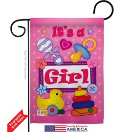 Breeze Decor Baby Girl Garden Flag Pack Celebration New Born Shower Boy Occasion Anniversary Party USA Vintage Applique House Decoration Banner Small Yard Gift Double-Sided, Imported