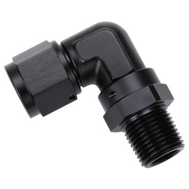 Podavelle 10AN Female Flare to 1/2 NPT Pipe Swivel 90 Degree Fitting Adapter Connector Aluminum Black
