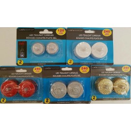 Luminessence Flickering LED Tealight Candles 1.25”H X 1.5”D 120 Hours 2/Pk, Select: Color - Glitter Gold