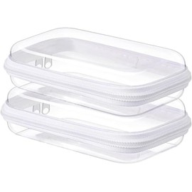 DARENYI 3Pcs Clear Hard Shell Zipper Case, Waterproof Storage Zipper Pouches Cosmetic Bags Pencil Case Toiletry Pouch Portable Travel Organizer Bins for Makeup Tools, Toy Storage, 7.48x3.93x2.36 in