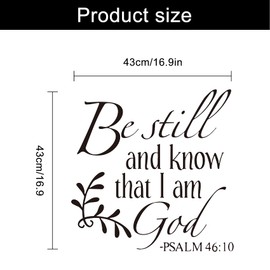 Be Still and Know That I am God Psalm 46:10 Wall Decal Christian Inspiring Bible Verse Quote Wall Stickers Vinyl Handwriting Art Letters Prayer Blessed Home Decor Wall Stickers