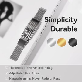 Lyithary American Flag Cross Bracelet for Men - Stainless Steel Bible Verse Christian Jewelry Gift for Him, Graduation Gifts for Men, Dad, Husband, Father’s Day (Black, PHILI 4:13)