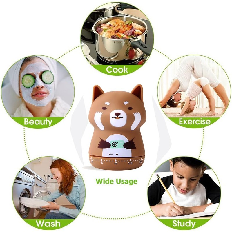 Cute Kitchen Timer,Mechanical Boiled Egg Timer for Cooking,Sports,Beauty,Study (Lesser Panda)