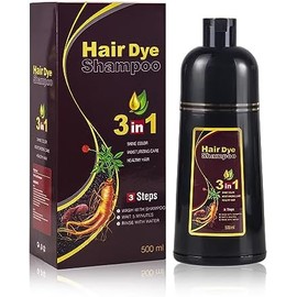 Coloración Instantánea de Cabello Negro para Cabello Gris, 3 en 1 Dye Shampoo Negro, 100 Cobertura de Canas Grises, Dye Shampoo Fácil