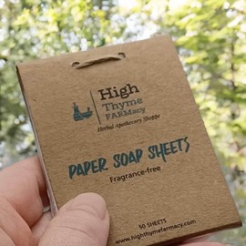 High Thyme FARMacy Unscented Paper Soap Sheets for Travel - 6-Pack (300 Sheets) Mini Purse Essentials - Camping Soaps - Travel Soap Sheets