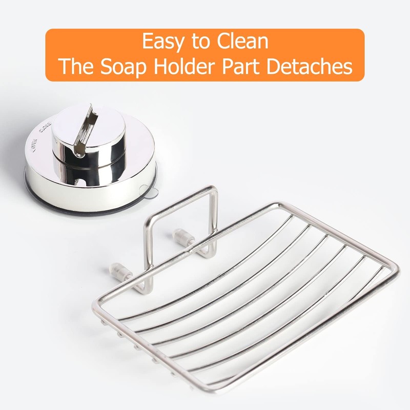 Ulable Stainless Steel Soap Holder, Bathroom Vacuum Suction Cup Wall
