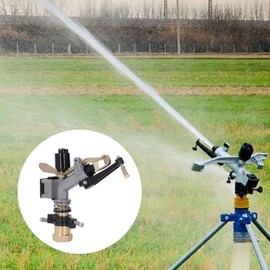 Brass Impact Sprinkler, DN25 1 Inch Heavy Duty Water Sprinkler Head Auto Rotating Large Area Misting Sprayer with Swing Arm Adjustable Agricultural Irrigation Sprayer for Yard Lawn