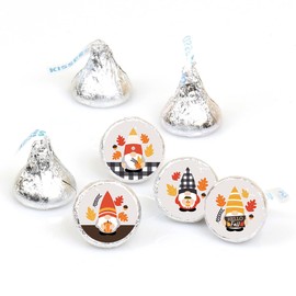Big Dot of Happiness Fall Gnomes - Autumn Harvest Party Round Candy Sticker Favors - Labels Fit Chocolate Candy (1 Sheet of 108)