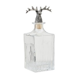 Mud Pie Metal Deer Glass Decanter, Small, 11" x 5"