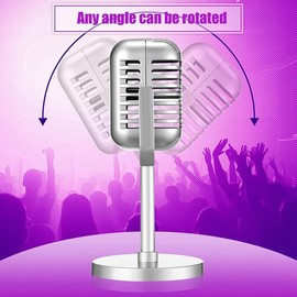 Xuzxinze Classic Retro Dynamic Vocal Microphone Vintage Mic Universal Stand for Live Performance Karaoke Studio Recording Silver