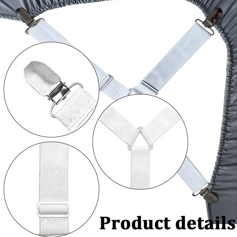 4 Pack Elastic Bed Sheet Straps Bed Sheet Straps with