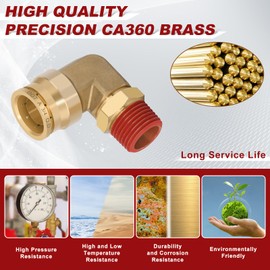 Boeray 3/4" Quick Push to Connect Fittings Brass 90 Degree Union Swivel Elbow Joint DOT Approved 3/4" Tube OD x 1/2" NPT Thread Air Brake Line Adapter Air Suspension Kit for Car Truck Trailers 2pcs