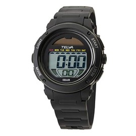 Clefer TE-D192-BK Men's Digital Solar Waterproof Multi-functional Urethane Strap, Black, Dial color - black, Wristwatch, Solar, Multifunctional, Simple