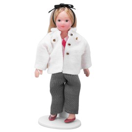 SPYMINNPOO Girls Doll, Miniature Porcelain People Movable Limbs Lifelike Mini Ceramic Girl Doll for 1:12 Scale Dollhouse Children's Toys Humanoid Doll