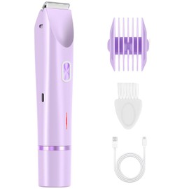 IPX7 Waterproof Bikini Trimmer for Women, Hypoallergenic Painless Ceramic Blade Electric Face Razors for Shaving, Facial Pubic Hair Removal Shaver for Shower Use Summer Essentials(Light Purple)