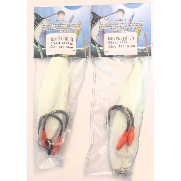 Unbranded Two (2) Flat Fall Knife Fishing Lures 120 Gm