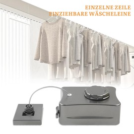 Gemsaya Washing Line Extendable Wall Mounted, Stainless Steel Extendable Washing Line, Adjustable Tension Knob for Additional Support, Anti-Sag Design, Retractable Washing Line (Single Rope)