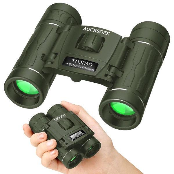 AUCRSOZK Powerful Binoculars for Children 10 x 30 cm Professional Compact Mini Small Pocket Binoculars for Bird Watching Hunting Hiking Sports Concerts Outdoor Travel - Black