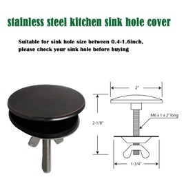 Sink Hole Cover,2 Inch Stainless Steel Kitchen Sink Hole Cap,Faucet Hole Cover Leakproof Hole Plate Stopper Cover for Sink Tap Hole Plug (Bronze)
