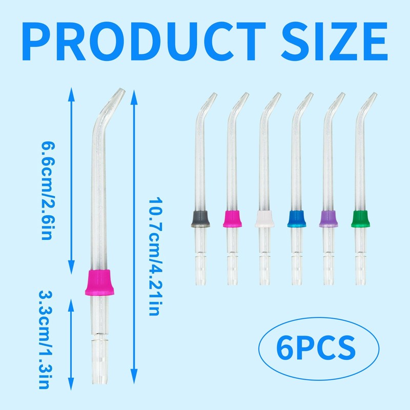 6 Pcs Water Flosser Heads Compatible with Waterpik, Replacement Heads,