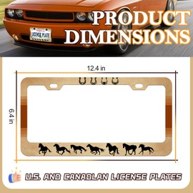 Horse License Plate Frame - 2 PCS Horseshoe Animal License Plate Holder, Rust-Proof Auto Parts License Plate Cover Decoration with Screws Caps for Standard Us 12x6 Inch