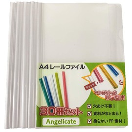 Angelicate A4 Rail File Slide Bar, Set of 30, 0.2 inches (0.5 cm) Wide, Business Folder, Meetings, Office, Seminars, Storage, Choose Color (Clear White)
