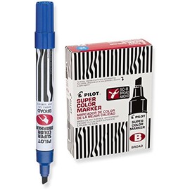 Pilot SC-B, Marcador, Tinta Permanente Azul, Cincel, Rellenable, Doce Piezas (44400)