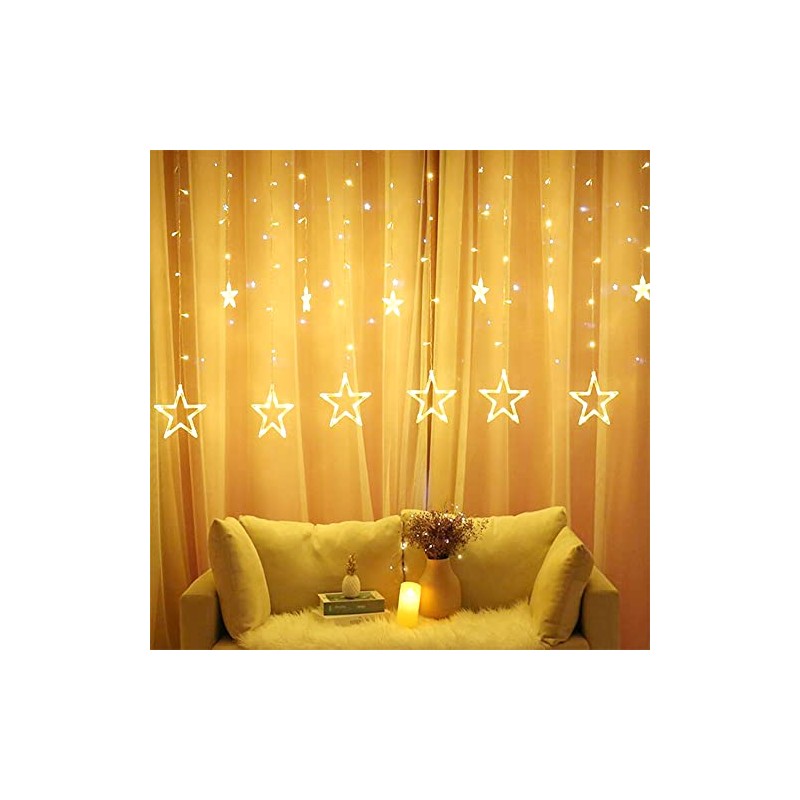 DAHAN Guirnaldas Luminosas Estrellas Cortina Luces, 12 Estrellas 138 Pcs
