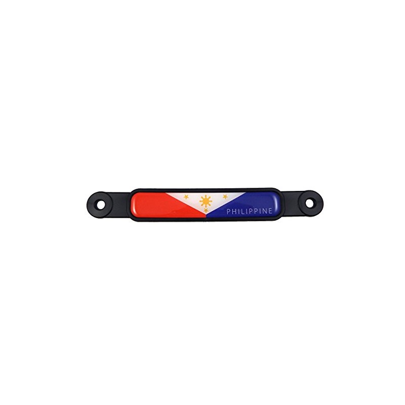 Philippine Philippines Flag Emblem Black Screw On Car License Plate