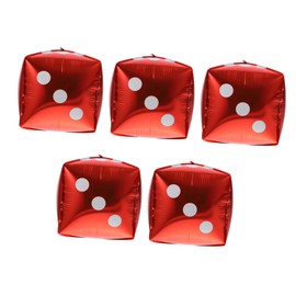 WHAMVOX 5pcs Cube Dice Aluminum Foil Balloons Las Vegas Party Decorations Theme Pink Balloons