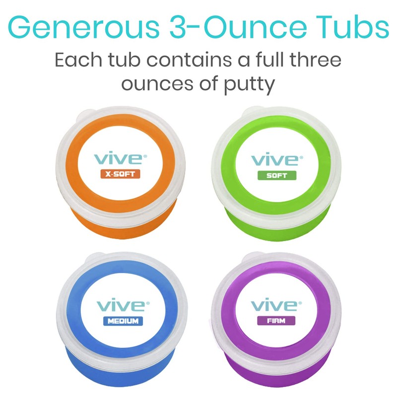 Vive Therapy Putty (4 Pack) - for Hand, Finger, Grip
