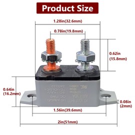 Auto Reset Circuit Breaker, Stud Type Circuit Breakers with Cover, 12V - 24V DC 40 Amp for RV Marine Boat Trolling, Car Engines and More 4PCS