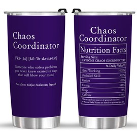 FROOBLEQUIRK Chaos Coordinator Tumbler 20 oz, Chaos Coordinator Cup, Chaos Coordinator Mug, Thank You Gifts, Chaos Coordinator Gifts For Boss Manager Teacher Coworkers Friends Christmas Birthday