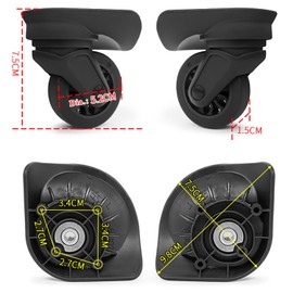 TarppedRock Replacement Luggage Wheels for Suitcases, Set of 4, Travel Suitcase Spinner Wheel Repair Kit for Customs Trolley Case (TR75R -4 Pack)