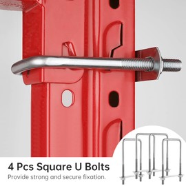 4 Pcs Square U Bolts, 3/8"×3"×7" Stainless Steel U Clamp Bolts with Nuts and Frame Plates, Sturdy Square U Bolts for Boat Trailer, Tube
