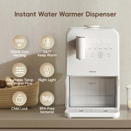 Instant Warm Water Dispenser, Water Warmer for Baby Formula, Adjustable Temperature & Volume, Hot Water Dispenser for Baby Bottle with Night Light, Detachable 3L Glass Water Tank, 7x24H Keep Warm