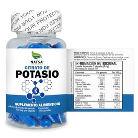 Natsa Citrato Potasio 100 Cápsulas Diarias Ingredientes Puros