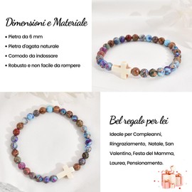 TERRISHE Cross Bracelet Pearl Bracelet Women's Gifts for Mum Purple Natural Stone Beads Bracelet for Women Girls Bracelets Birthday Mother's Day Gifts for Mum