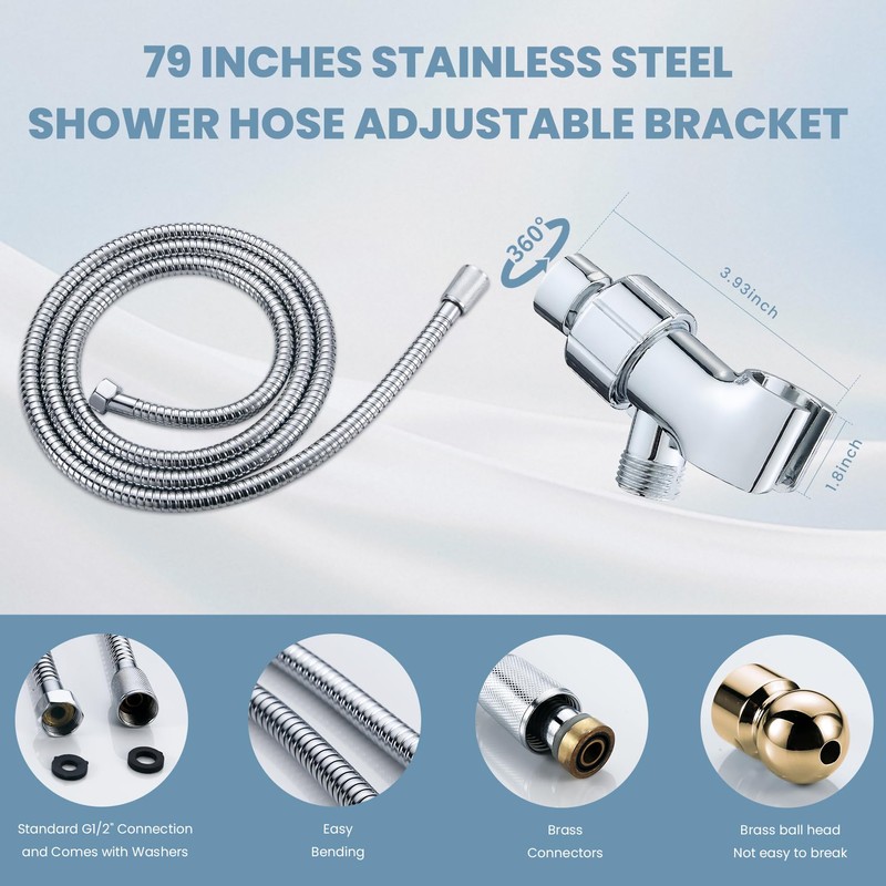 WHZeffect Handheld Shower Heads with ON OFF Switch,Extra Long 79-inch