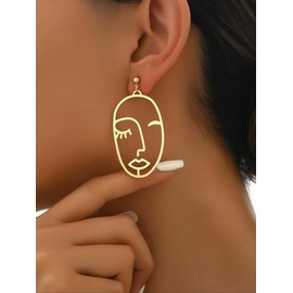 Hollow Out Face Design Dangle Earrings, Fashionable Jewelry for Women, Fashion Jewelry for Party, Daily Clothing Decor, Birthday Gift
