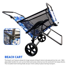 Beach Cart Chair – 2 in 1 Turns from Beach Cart to Beach Chair – Large Flower Pattern