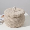 Zerodeko Cotton Rope Basket with Lid Round Woven Basket Decorative