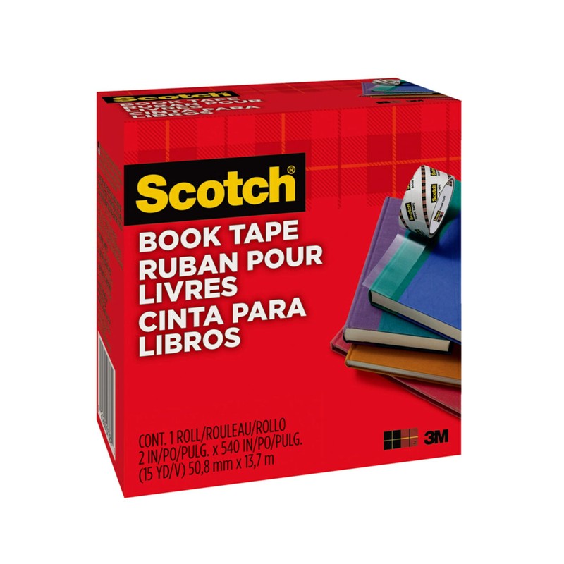Scotch Book Tape, 2 in x 540 in, Excellent for