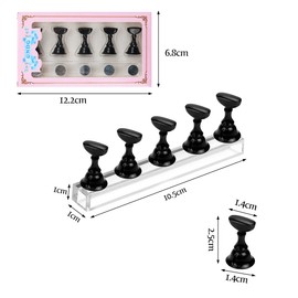 Set of 2 Nail Stands for Press On Nails Display, Acrylic Nails Art Practice Stands, Nail Tips Holder for Nail Tips Practice, DIY Nail Art Stand for False Nail Tip Manicure Tool (Black)