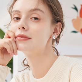 Dog Stud Earrings 925 Silver Hoop Earrings Rose Gold Dog Hanging Earrings Girls Gold Stud Dog Jewellery for Children Women, Sterling Silver