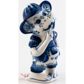 Gzhel Boy Monkey Figurine  handmade souvenir