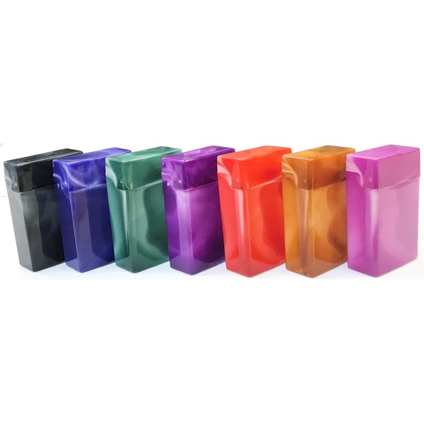 Shargio King Size Flip to Open Plastic Cases Marbled Multi Color Holders Box of 6