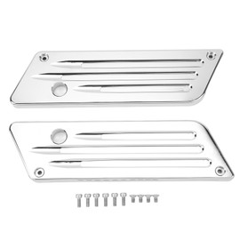 2 Pcs Saddlebag Latch Covers Saddle Bag Outer Lid Hinge Covers Plate for Touring Street Glide Electra Glide Road Glide 1993 to 2013 Silver