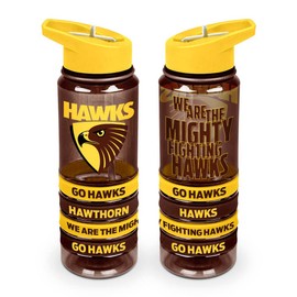 Hawthorn Hawks AFL Tritan Drink Bottle with Wrist Bands and Flip-up Straw