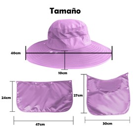 LOLO Sombrero para Sol Mujer, Sombreros Pescador de Senderismo Gorro Pescador con Máscara De Protección Solar Desmontable Múltiples Usos